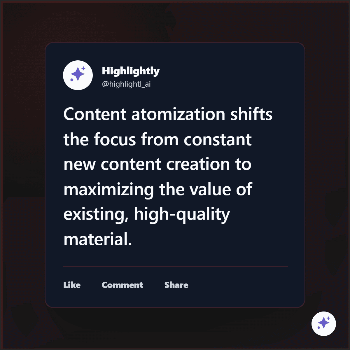 LinkedIn-style atomized content post generated from source material