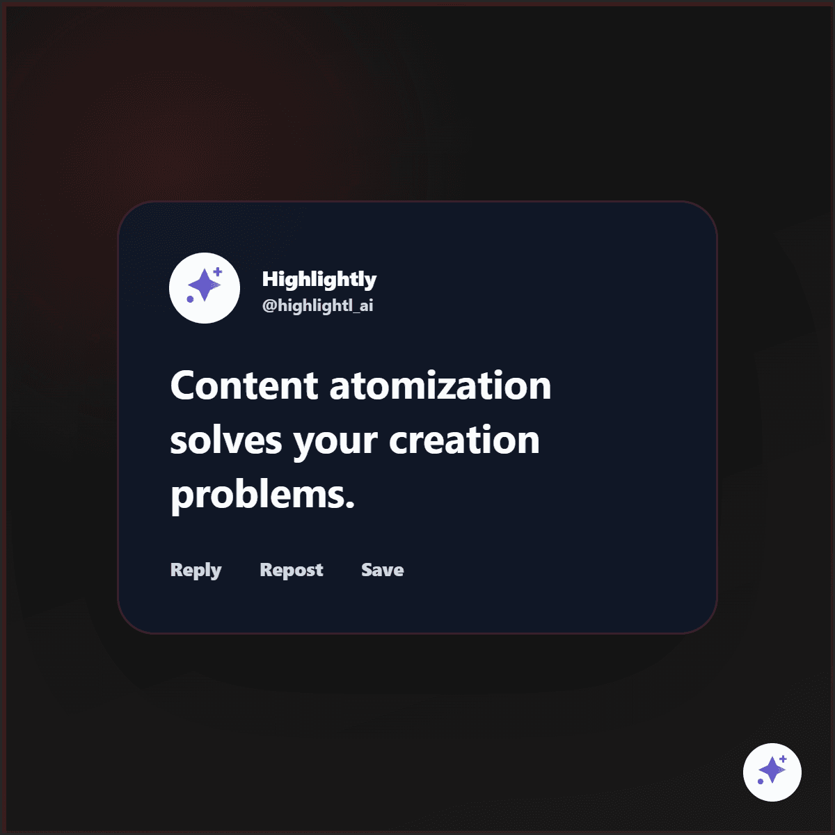 Micro-post graphic explaining how content atomization solves creation problems