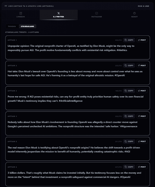 X creators Highlightly workflow