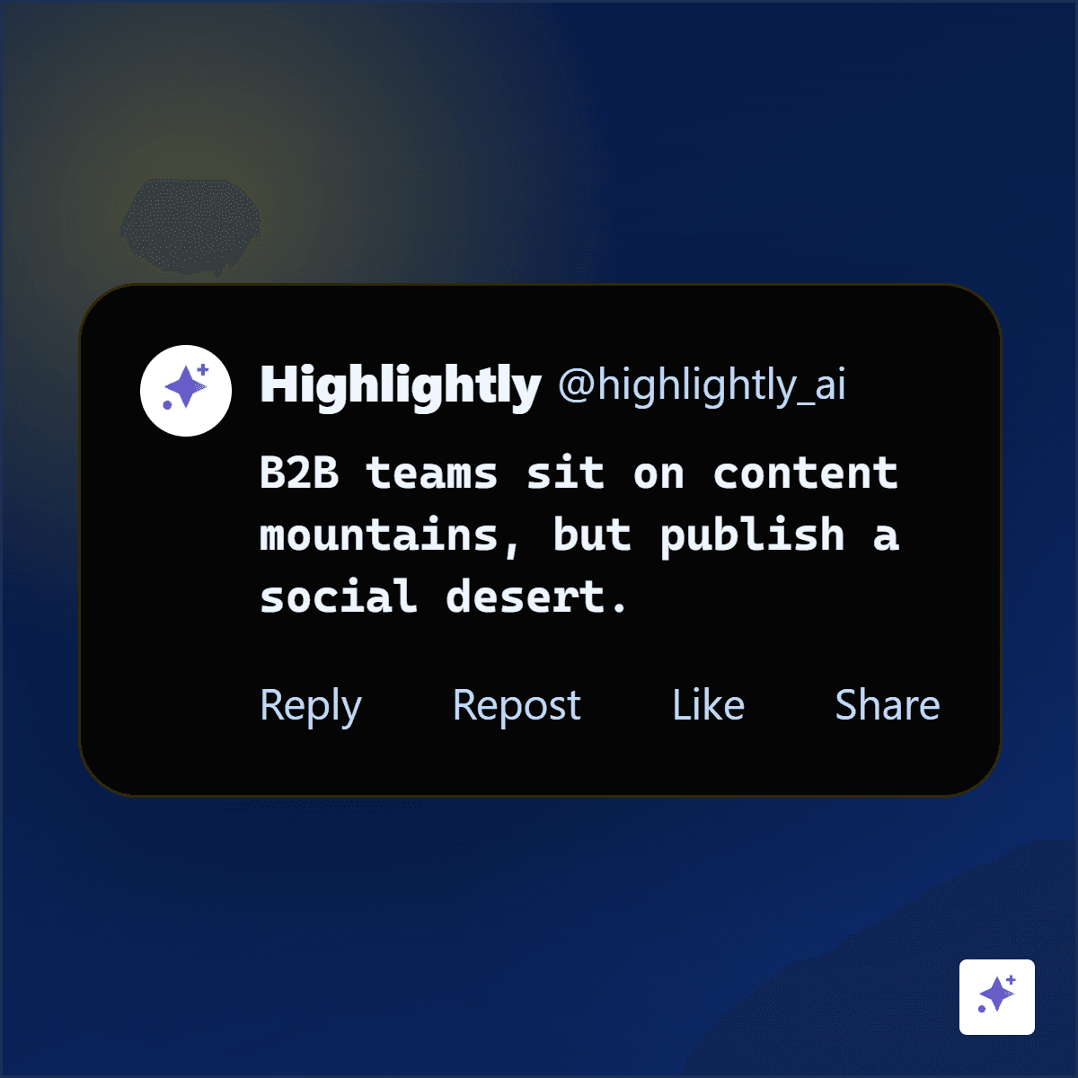 X-style social post example generated from a B2B source