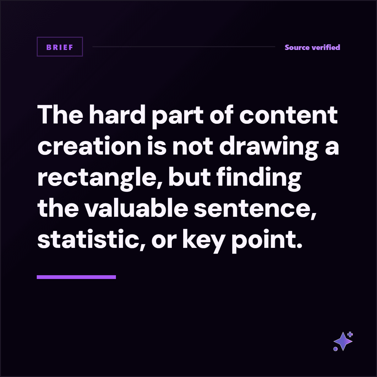 Square graphic about source-backed content production