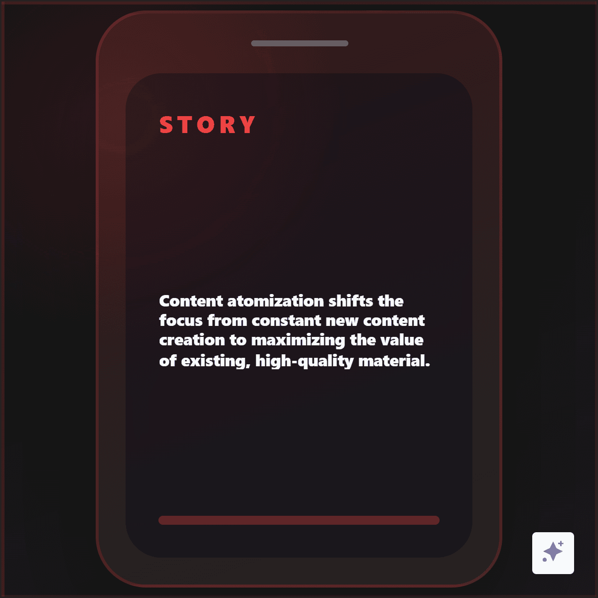 Story-format content atomization graphic for mobile social publishing
