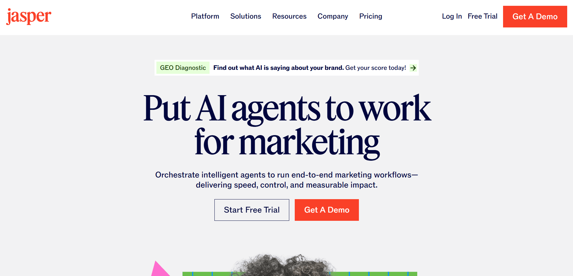 Jasper AI landing page screenshot used in a comparison with Highlightly