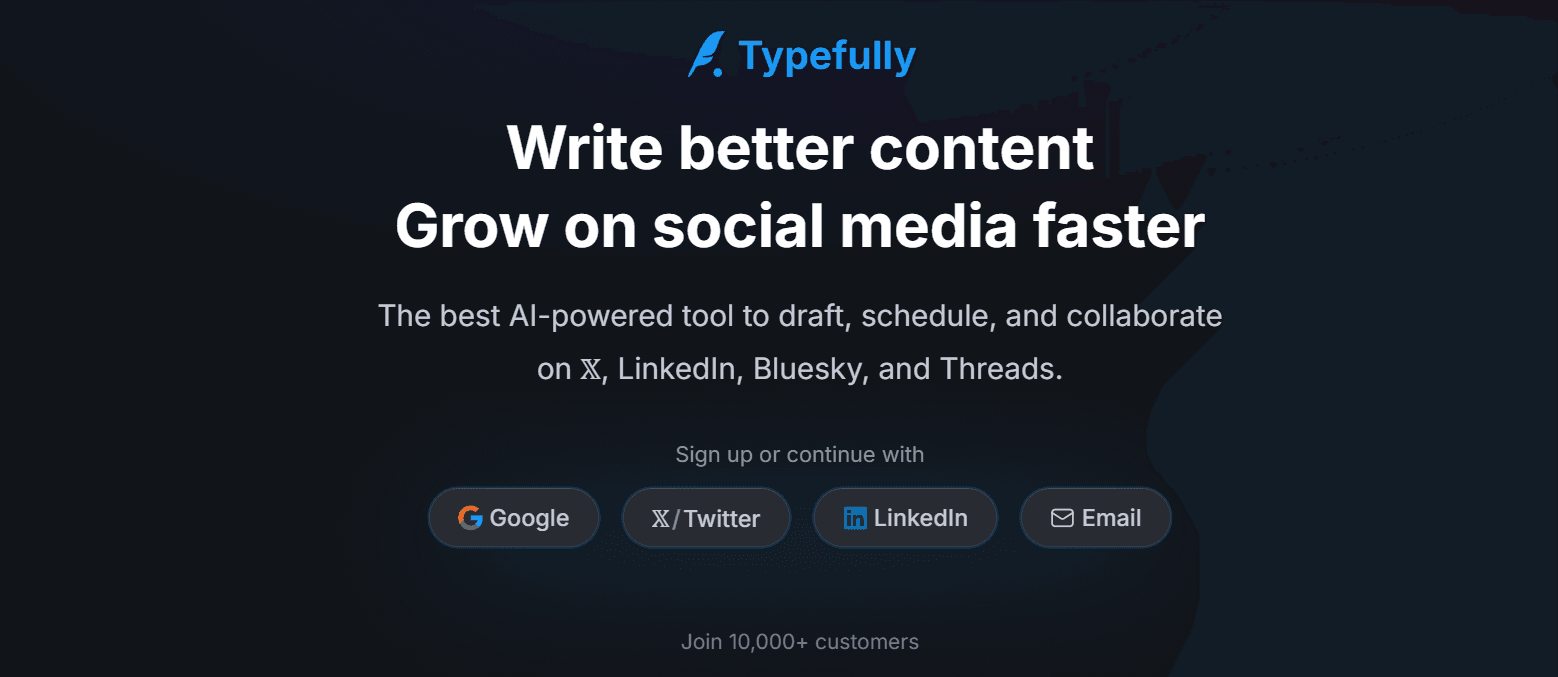 Typefully landing page screenshot used in a comparison with Highlightly