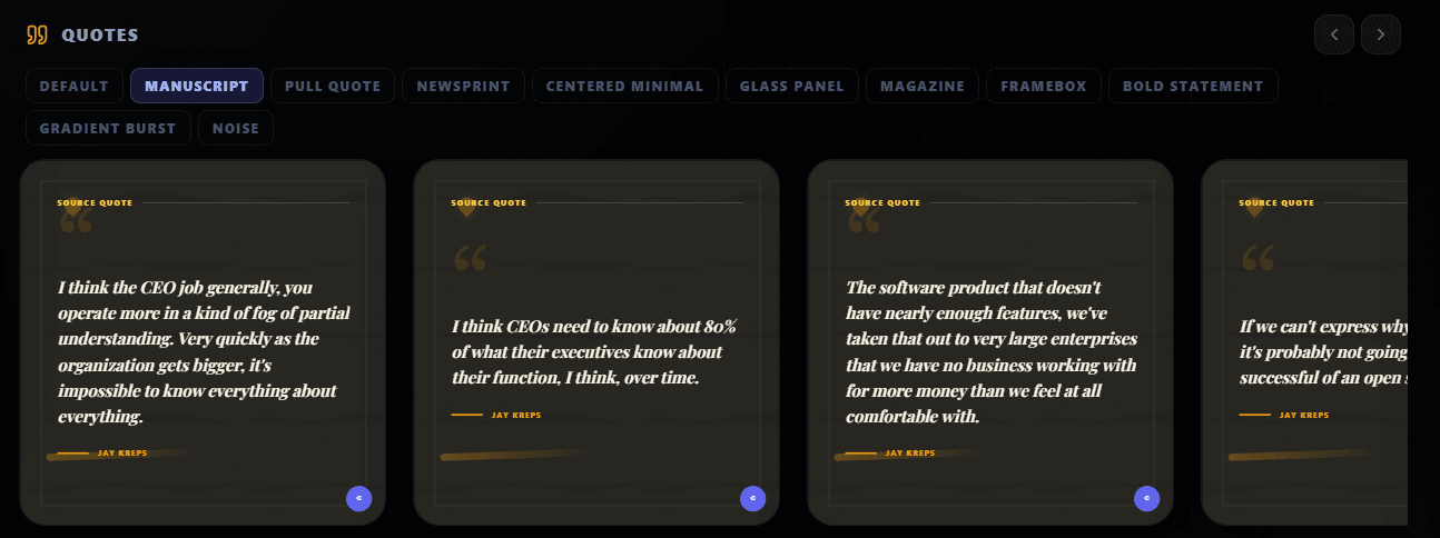 Highlightly premade quote card examples for social publishing