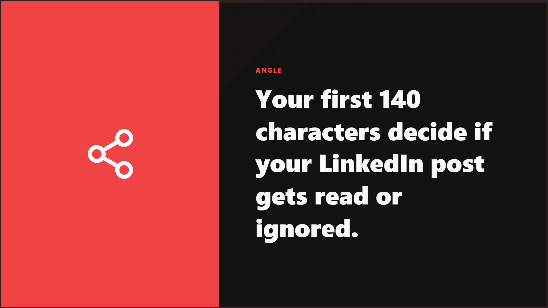 LinkedIn hook graphic saying the first 140 characters decide whether a post gets read
