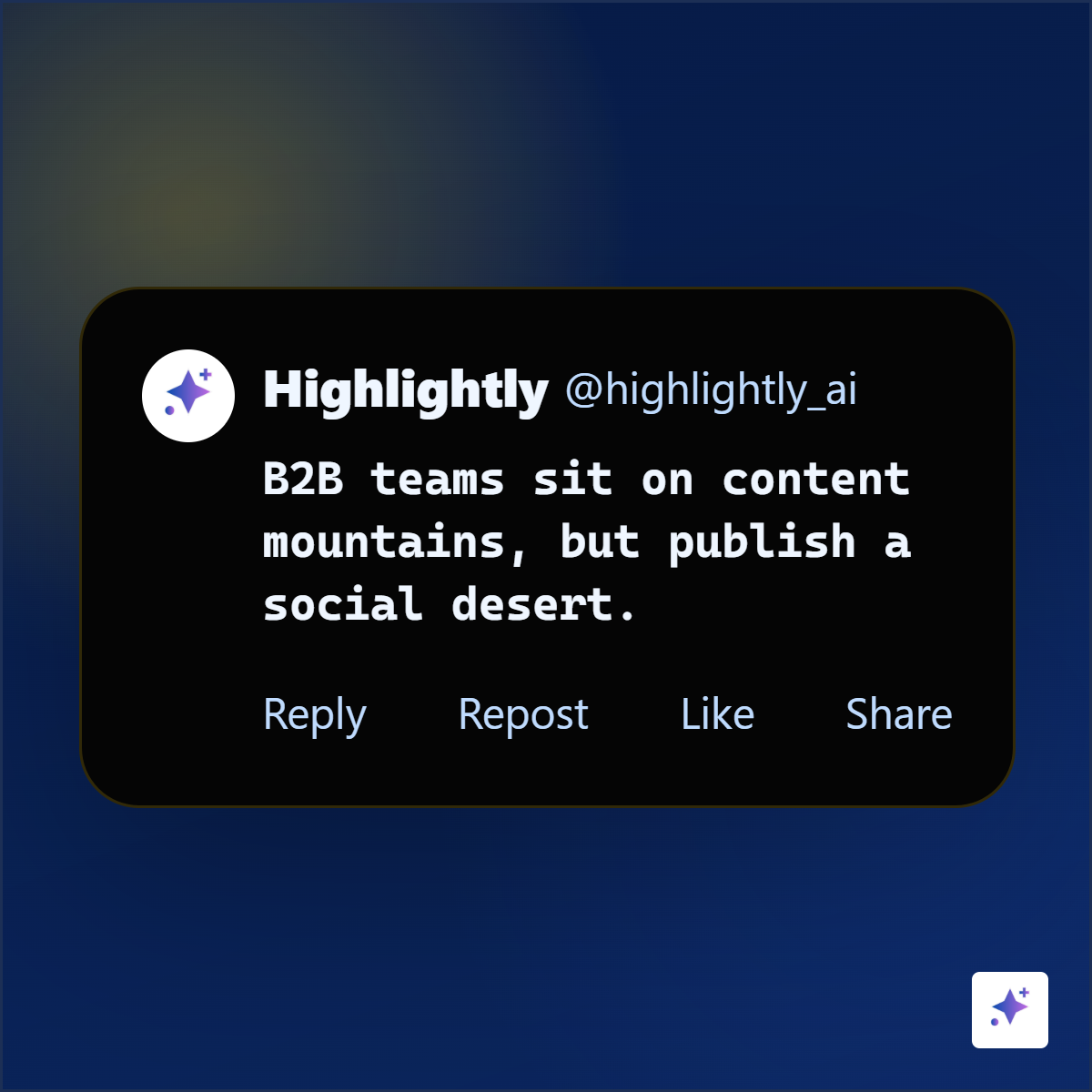 X-style social post example generated from a B2B source