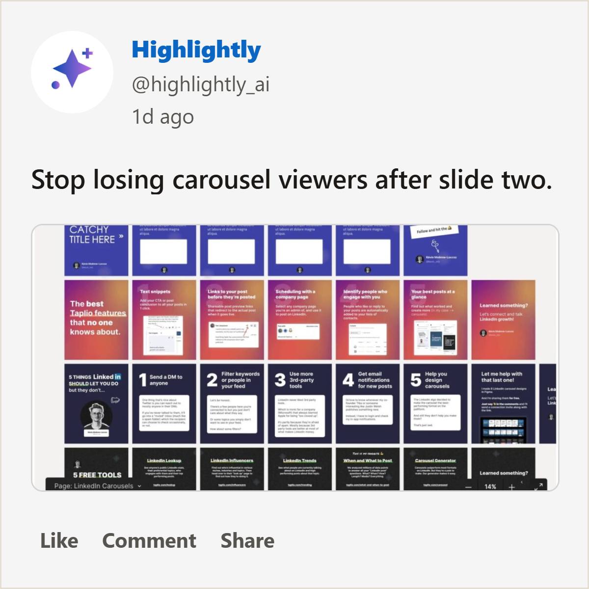 Square mockup graphic about LinkedIn carousel slide count strategy