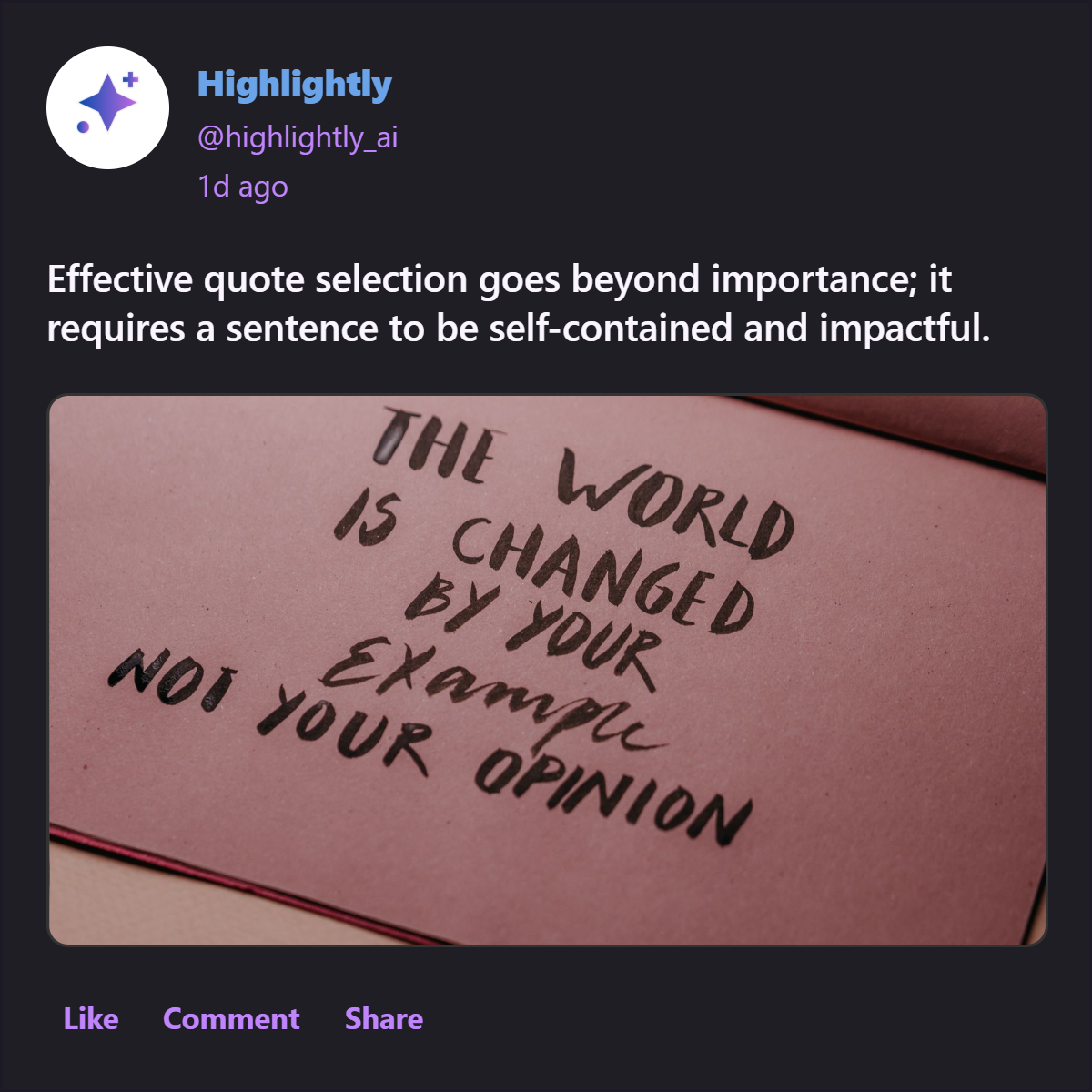 Alternative square quote card mockup generated by Highlightly