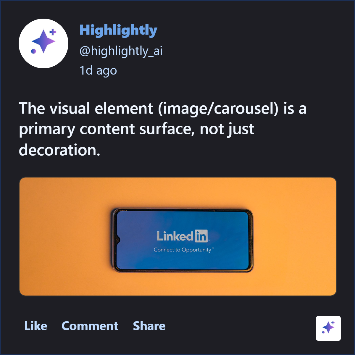 Square LinkedIn readability image mockup generated by Highlightly