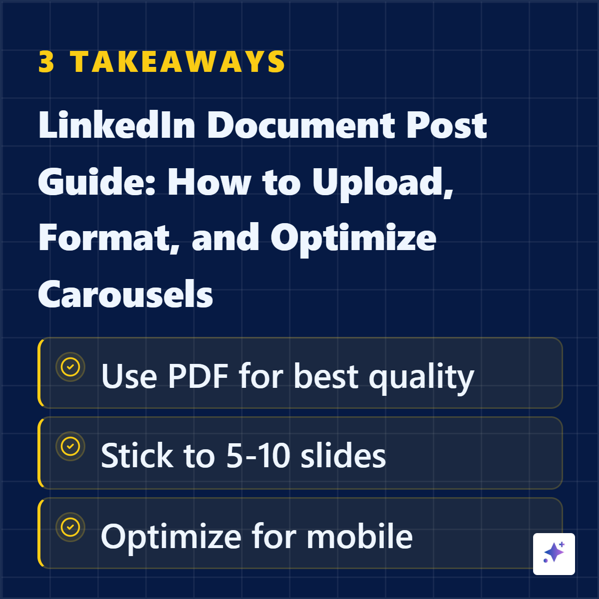 LinkedIn document post checklist graphic with carousel best practices