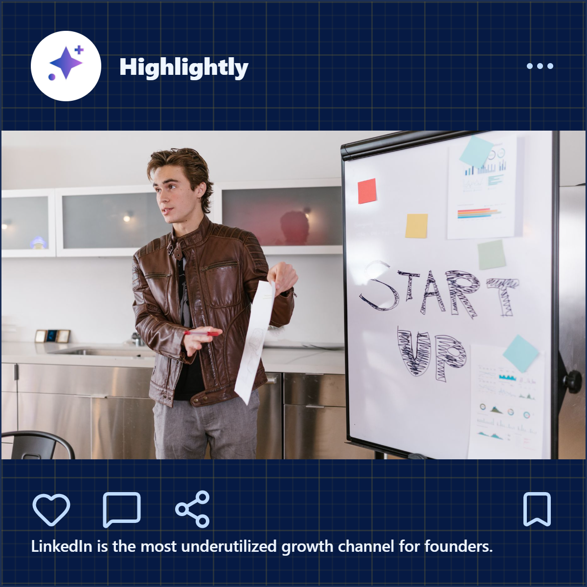 LinkedIn-style founder post mockup about LinkedIn as an underutilized growth channel