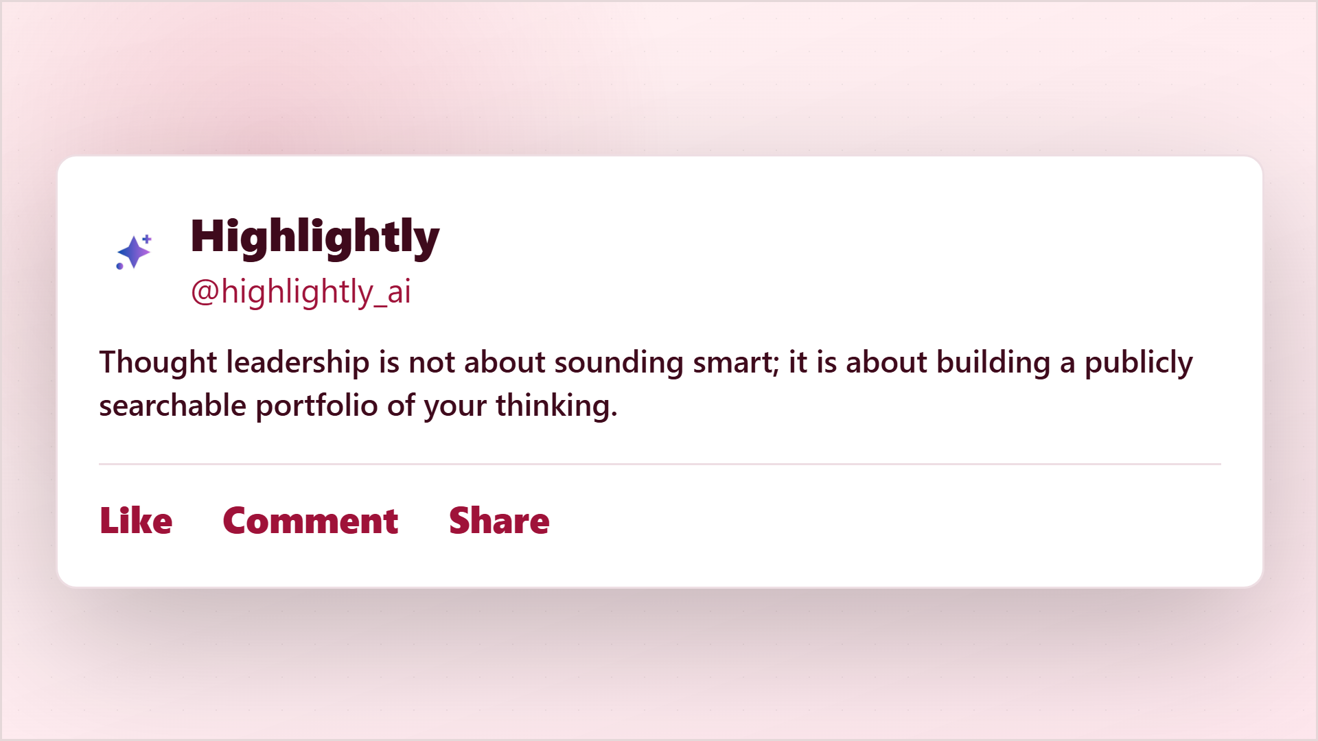 LinkedIn thought leadership post mockup about building a public portfolio of thinking