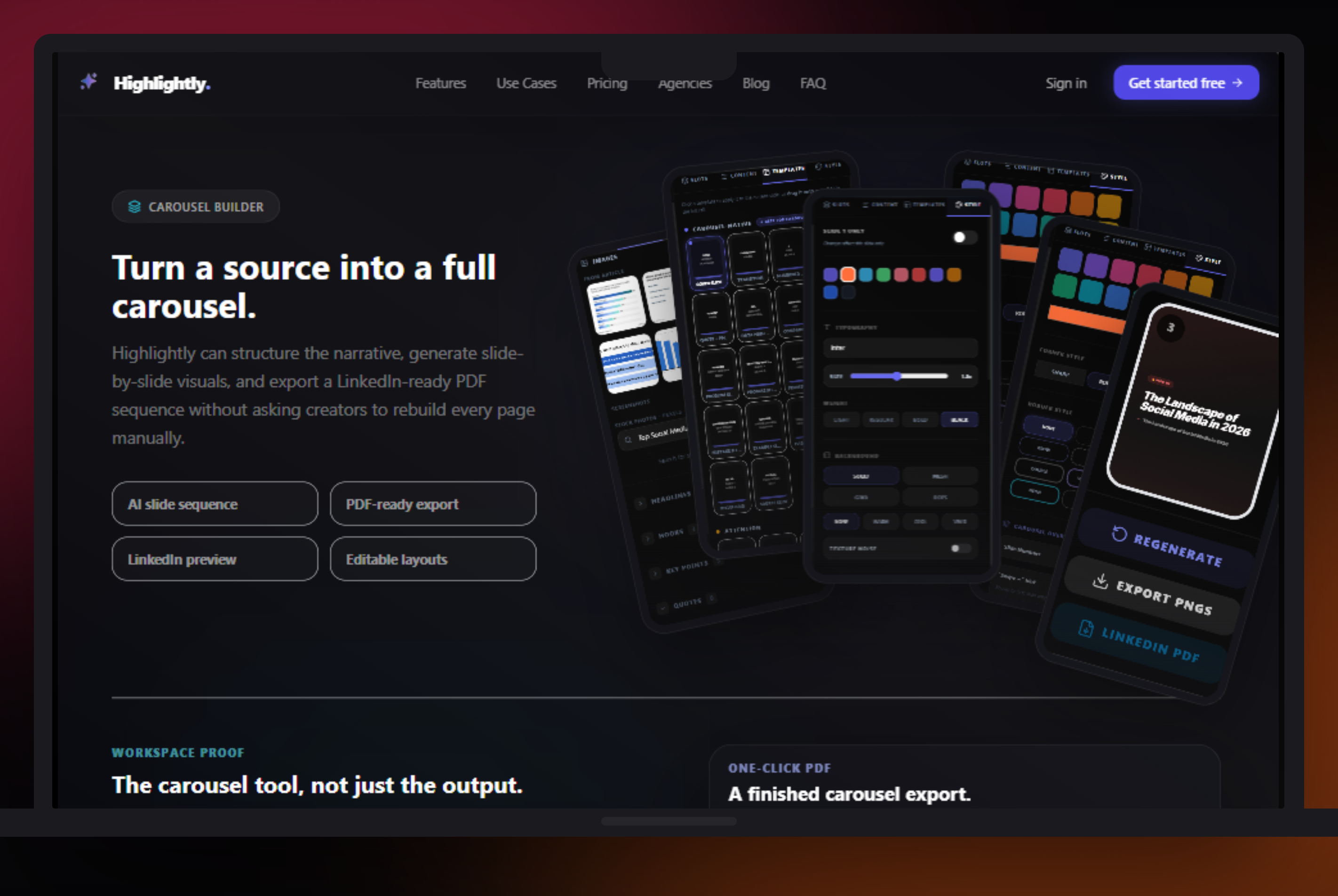 ContentDrips alternative workflow showing Highlightly source-to-carousel production