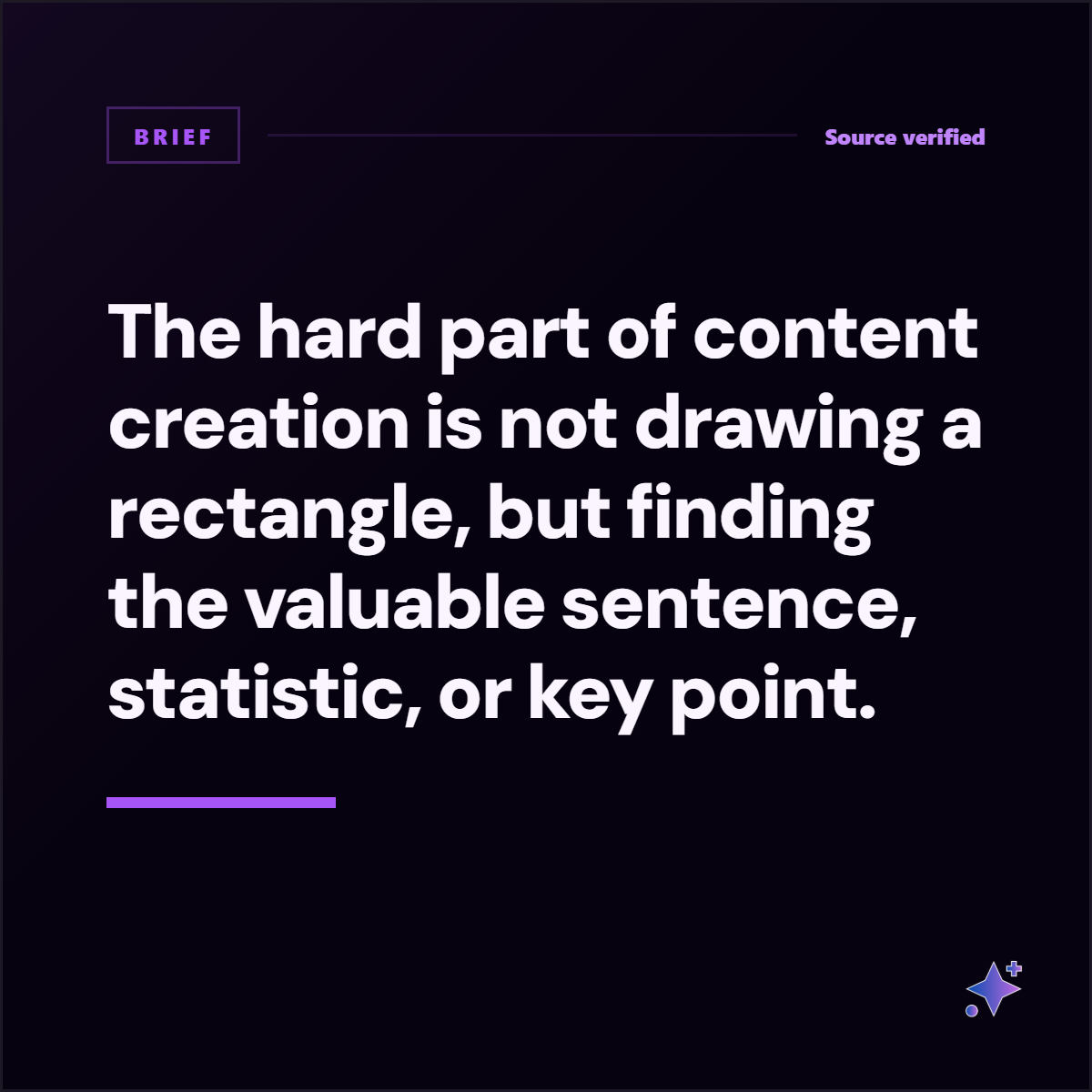 Square graphic about source-backed content production