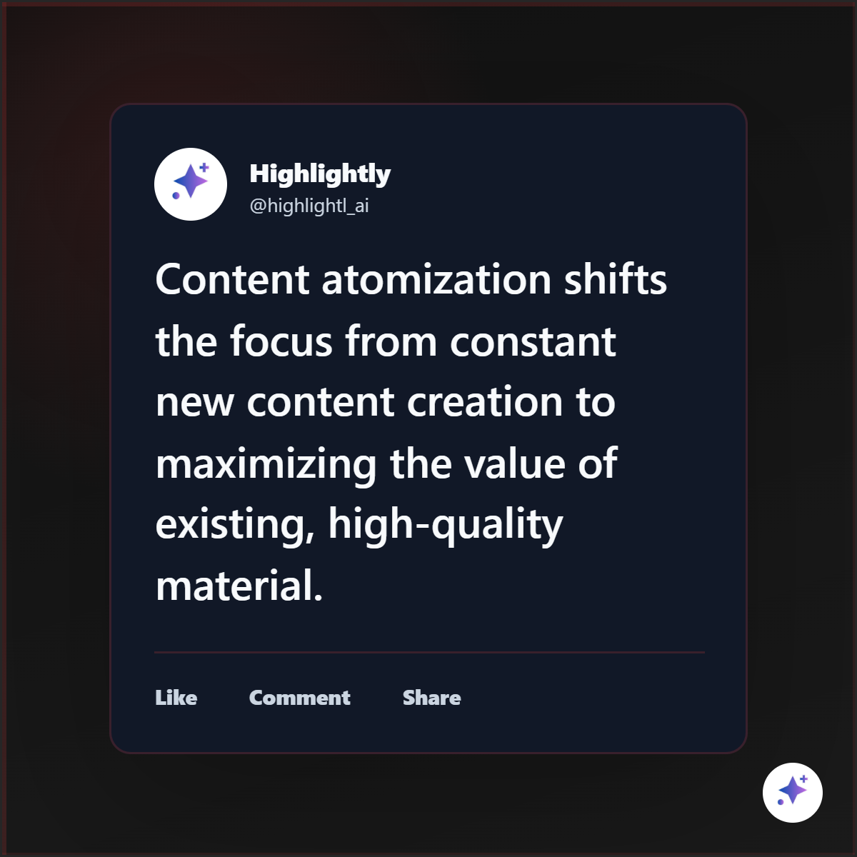 LinkedIn-style atomized content post generated from source material