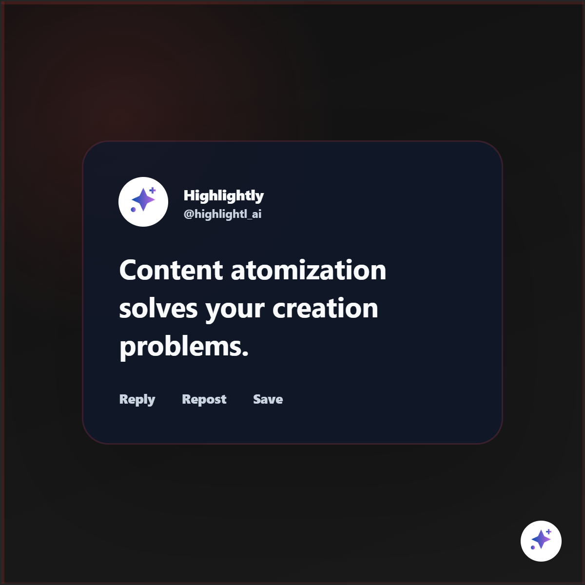 Micro-post graphic explaining how content atomization solves creation problems