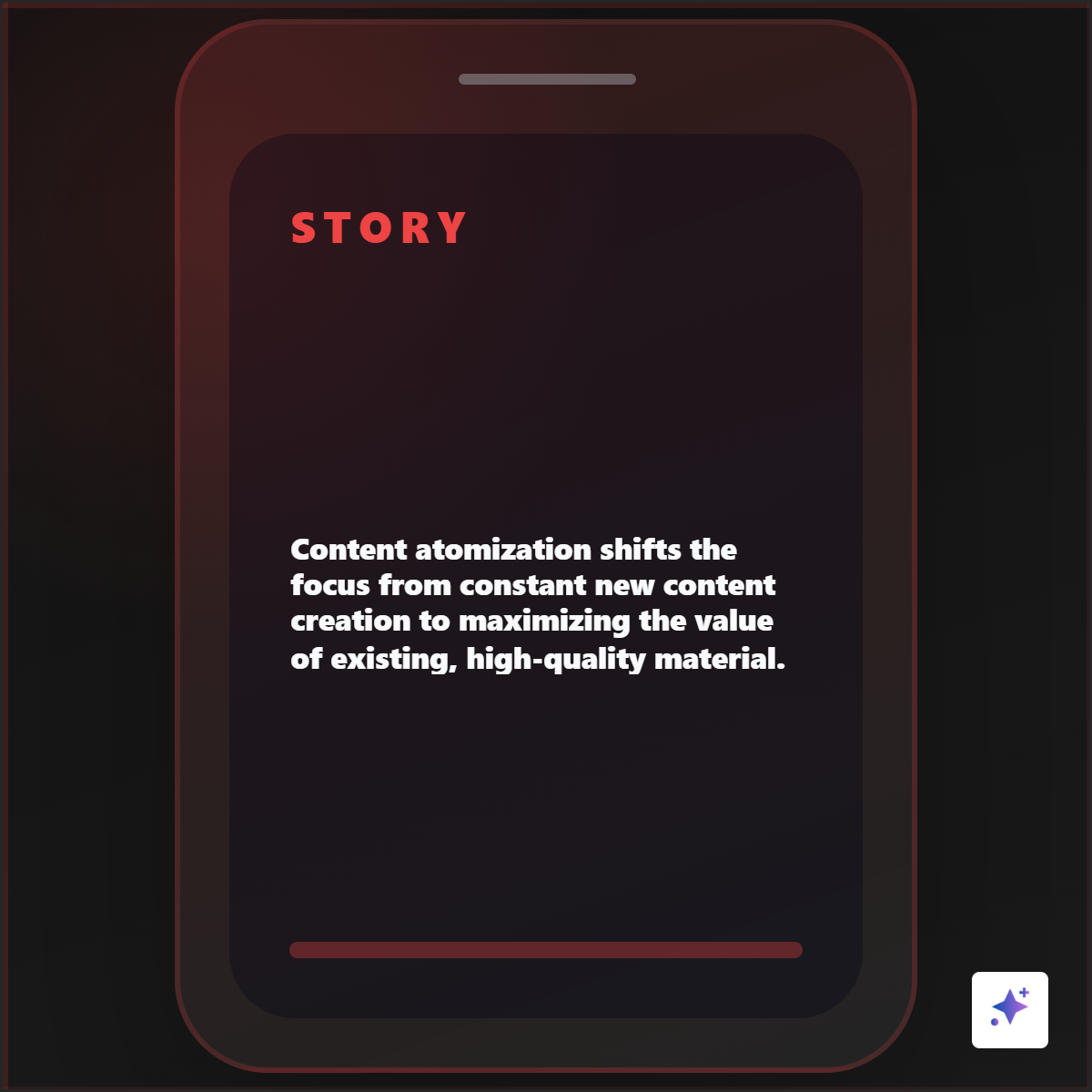 Story-format content atomization graphic for mobile social publishing