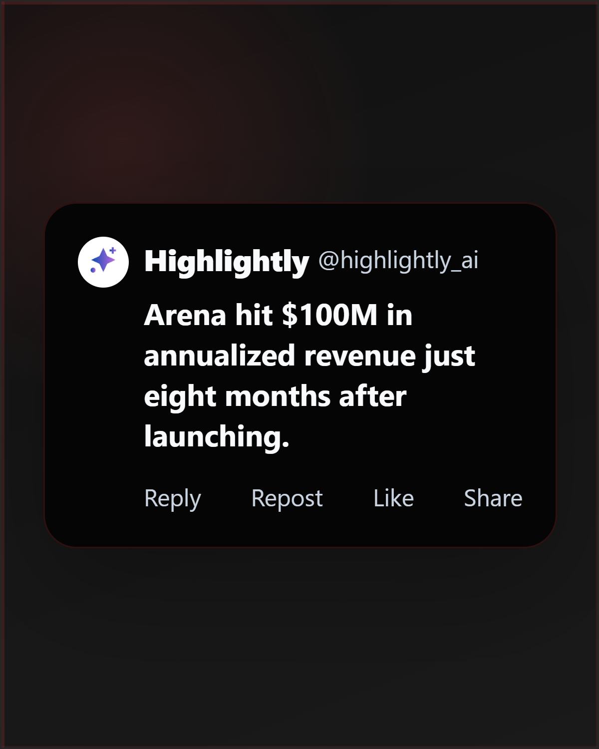 X post generated by Highlightly from source material