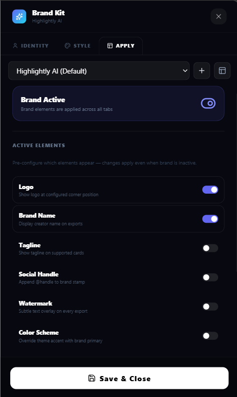 Brand kit setting preview