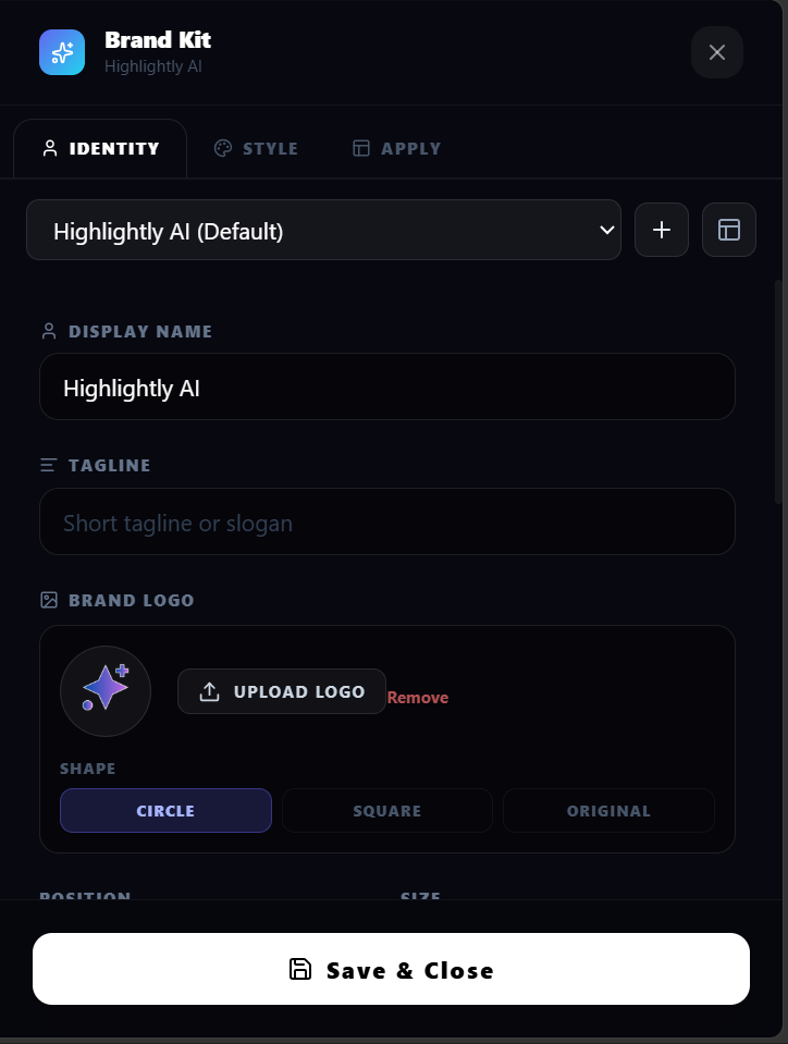Brand kit setting preview