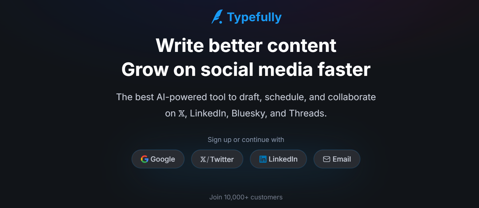 Typefully landing page screenshot used in a comparison with Highlightly